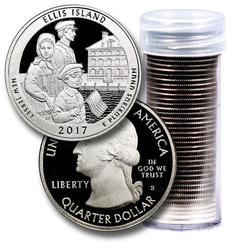 40-Coin Roll of 2017-S Ellis Island America The Beautiful Clad Proof Quarters - Directly From Proof Sets