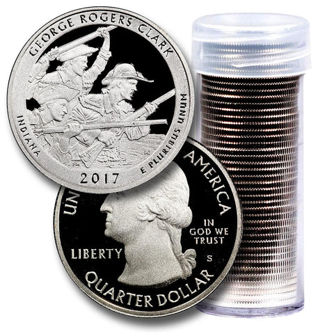 40-Coin Roll of 2017-S George Rogers Clark America The Beautiful Clad Proof Quarters - Directly From Proof Sets