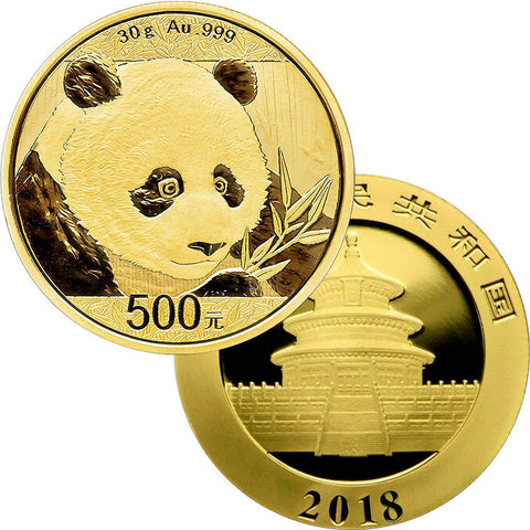 2018 500 Yuan 30 Gram Gold Panda - Gem Uncirculated in Mint Plastic