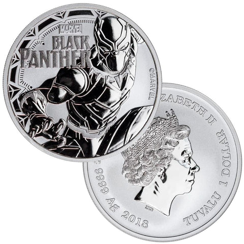 2018 Tuvalu Marvel's Black Panther 1 oz .9999 Silver Dollar - Gem BU in Capsule