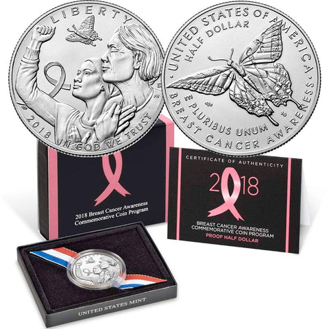 2018-S Breast Cancer Awareness Proof Clad Half Dollar - Gem Proof in OGP