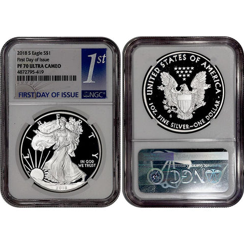 2018-S Proof American Silver Eagle in NGC PF 70 UCAM FDOI