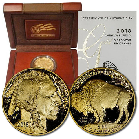 2018-W Proof $50 .9999 One Ounce Gold Buffalo in OGP