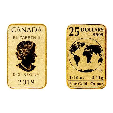 2019 Canada $25 10th Ounce Gold Legal Tender Bar - Gem in Flips