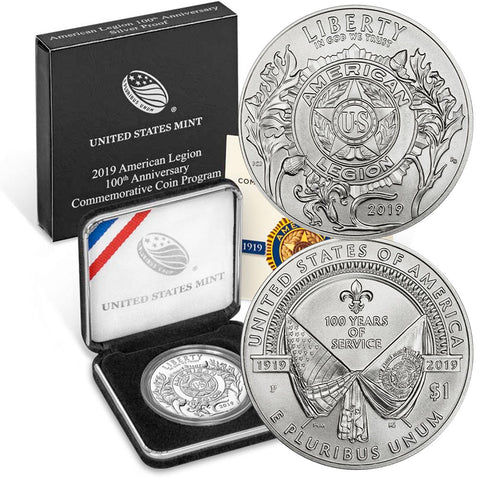 2019 American Legion 100th Ann. Commemorative Silver (.999) Dollar - Gem Uncirculated in OGP