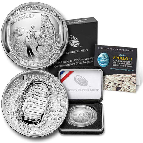2019-P Apollo 11 50th Anniversary Silver Dollar - Gem Proof in OGP w/ COA