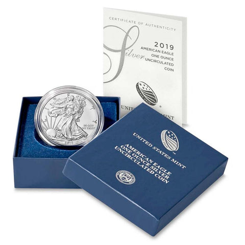 2019-W 1 oz Burnished American Silver Eagle Coin in OGP w/ COA