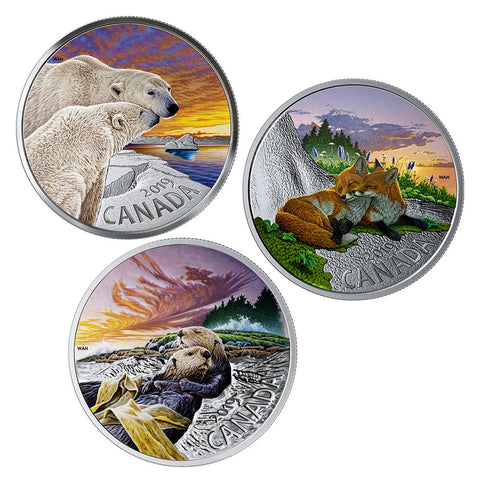 2019 Canada $20 Canadian 1 oz Silver Fauna 3-Coin Set - Gem in Mint Box w/ COAs