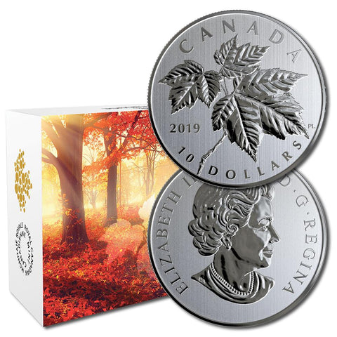 2019 Canada $10 Red Maple Leaf 1/2 oz .9999 Silver Coin in Box with COA