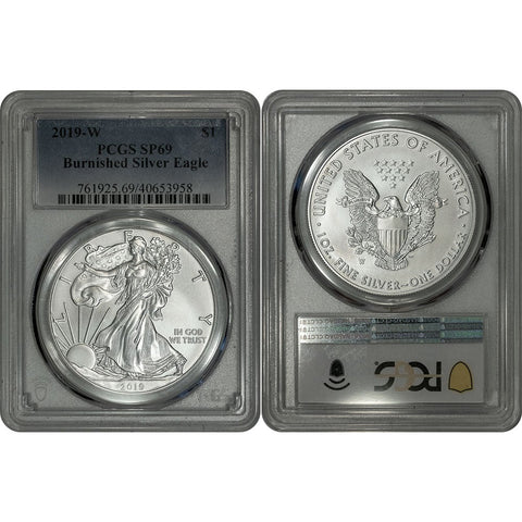 2019-W 1 oz Burnished American Silver Eagle Coin - PCGS SP 69