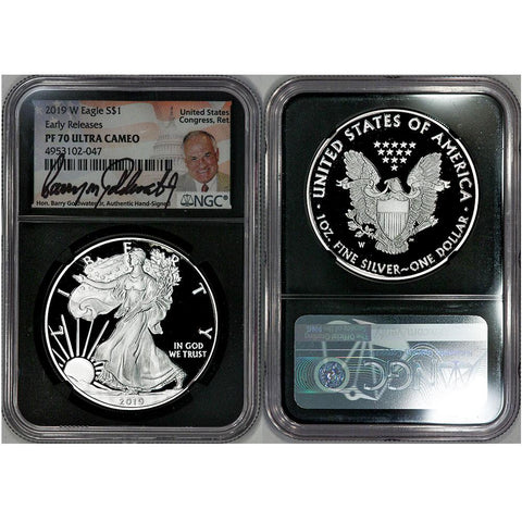 2019-W Proof American Silver Eagles - NGC PF 70 UCAM Goldwater Siganture