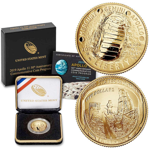 2019-W Apollo 11 50th Anniversary $5 Gold Commemorative- Gem Proof in OGP w/ COA