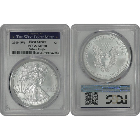 2019(W) $1 American Silver Eagle - PCGS MS 70 First Strike - West Point Mint