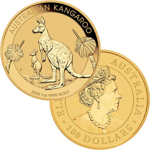 2020-P Australia $100 1 oz .9999 Gold Kangaroo - Gem Uncirculated in Mint Plastic
