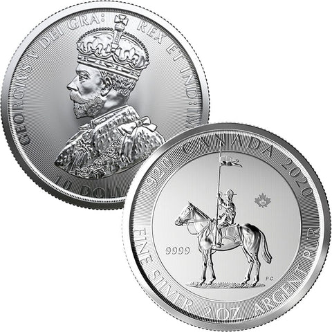 2020 Canada $10 2 oz .9999 Silver RCMP Centennial - Gem in Flip
