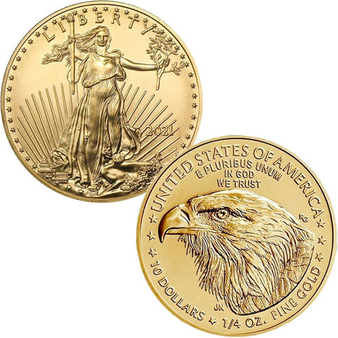 2021 T.2 $10 American Gold Eagle - 1/4 oz Net Pure Gold - Gem Uncirculated