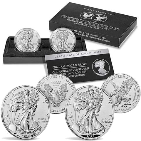 2021 American Silver Eagle Reverse Proof 2-Coin Set - Gem in OGP