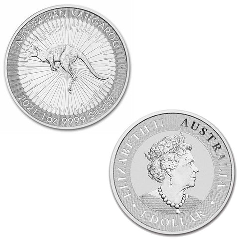 2021 Australia $1 .9999 Silver 1 oz. Kangaroo Coins - Gem Uncirculated