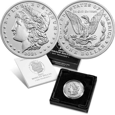 2021-S Morgan .999 Silver Dollars - Gem in OGP w/COA