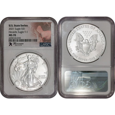 2021 Type-1 American Silver Eagle - NGC 70 Tennessee Label