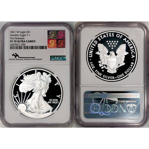 2021-W Type-1 Proof American Silver Eagle - NGC PF 70 UCAM Mercanti