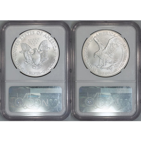2021-W Type-1 & Type-2 American Silver Eagle Pair - NGC Gem Uncirculated