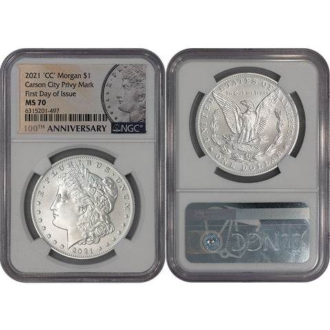 2021 Carson City Privy Morgan .999 Silver Dollars - NGC MS 70 FDOI