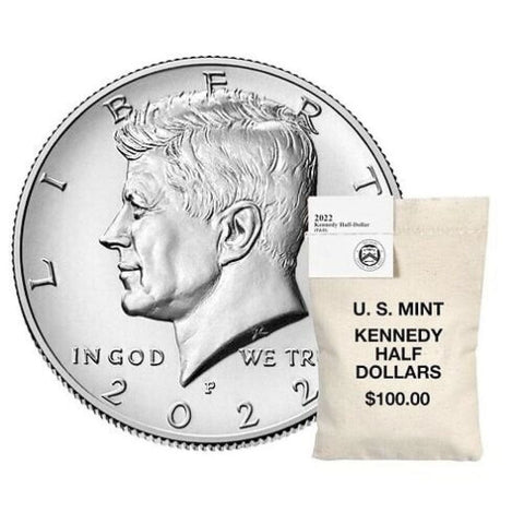 $100 U.S. Mint Sewn Bag of 2022 P & D Kennedy Halves