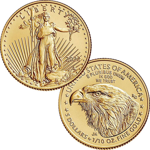 2022 $5 American Gold Eagle - 1/10 oz Net Pure Gold - Gem Uncirculated