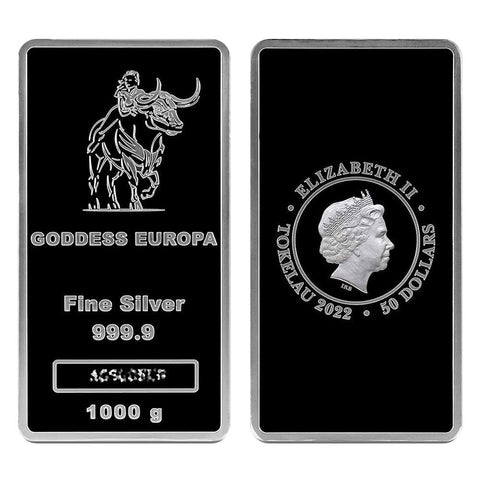 2022 Tokelau Goddess Europa .999 Silver Kilo Bar | 32.15 Ounces Net Pure Silver