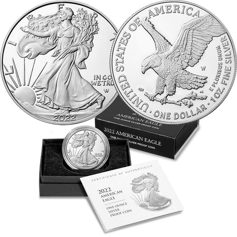 2022-W Proof American Silver Eagle Coins - Gem Proof in OGP w/ COA