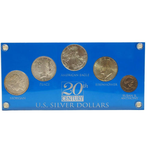 20th Century U.S. Silver Dollars Set in Custom Plastic Holder