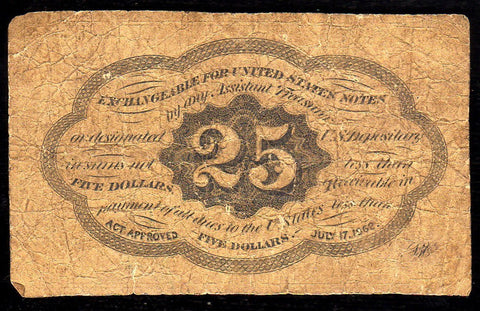 (1862-1863) 1st Issue 25¢ Fractional Fr. 1281 ~ Very Good