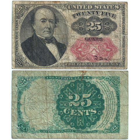 (1874-1876) 5th Issue 25¢ Fractional Fr. 1309 (Long Key) - Very Good