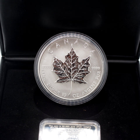 1998 Royal Canadian Mint $50 10 oz Silver Round w/ Display & Sterling C.O.A.