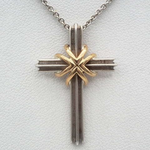 Tiffany & Co. Sterling Silver & 18K Gold Cross Necklace/Pendant