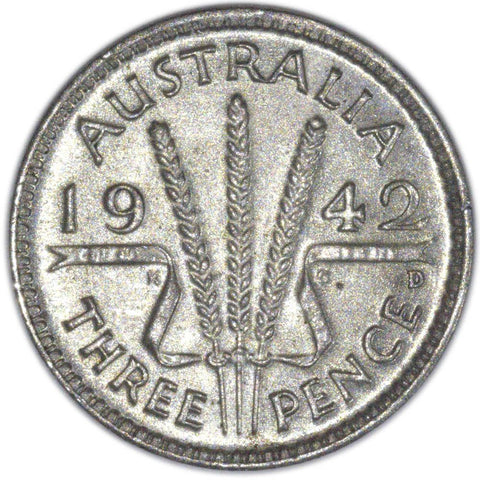 1942-D Australia Silver Threepence KM.37 - Choice Brilliant Uncirculated