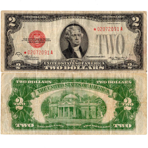 1928-D Red Seal $2 Legal Tender Star Note Fr. 1505* - Very Fine