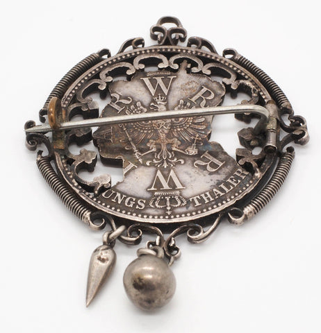 1861 Coronation of Wilhelm & Augusta Prussian Cut-Out Thaler Custom Pin
