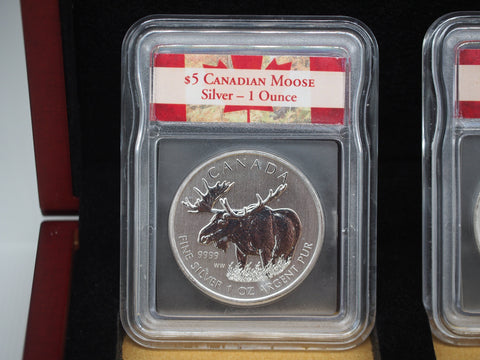 2011/12 $5 Canadian 1 oz Silver Coin Set - w/ Deluxe Franklin Mint Display Case