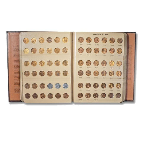 1934 to 1958 P-D-S Lincoln Wheat Cent Album - In Deluxe Bookshelf Album