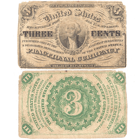 (1864-1869) 3rd Issue 3¢ Fractional Fr. 1226 (Light) ~ Very Good
