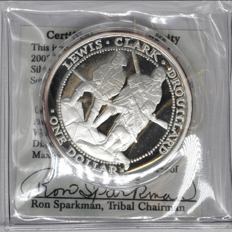 2003 Shawnee Proof Silver Dollar Lewis & Clark Expedition 1 oz .999 Silver Coin w/ C.O.A