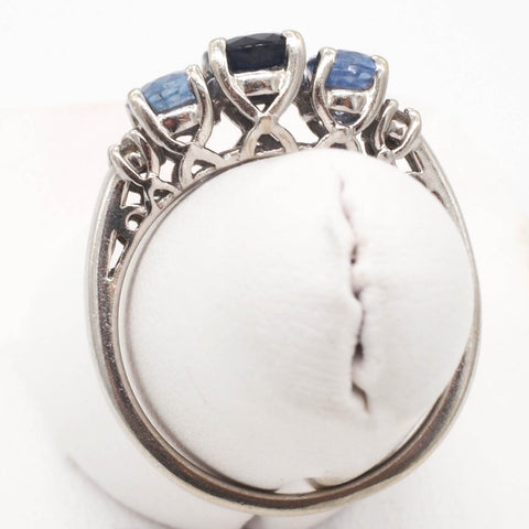 10K Gold Ceylon Blue Sapphire Diamond Ring
