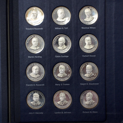 The Franklin Mint Treasury of Presidential Profiles Silver Proof 1 oz Medals - 36 Medals