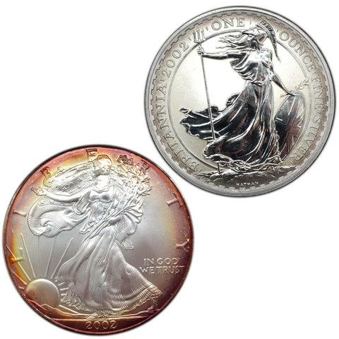 2002 Ladies of Liberty US & UK Silver Dollar Set w. Card Holder