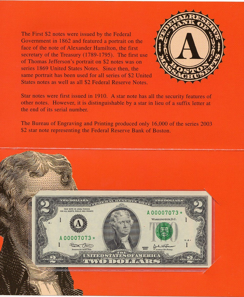 2003 $2 Federal Reserve 12 District Star Note Set w/ Deluxe Folders