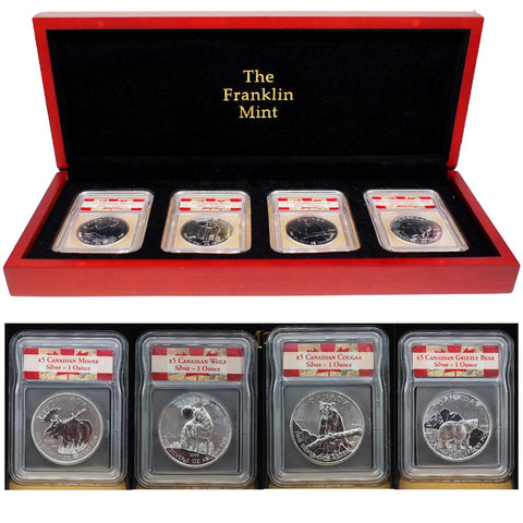 2011/12 $5 Canadian 1 oz Silver Coin Set - w/ Deluxe Franklin Mint Display Case