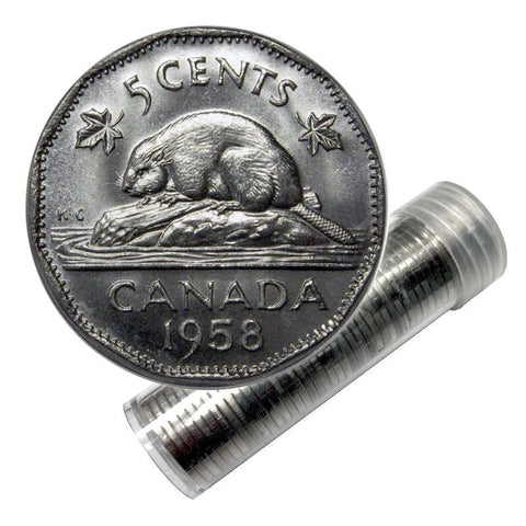 1958 Canadian Nickel Uncirculated Rolls