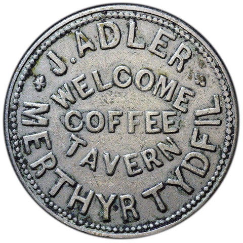 J. Adler Welcome Coffee Tavern Merthyr Tydfil Token